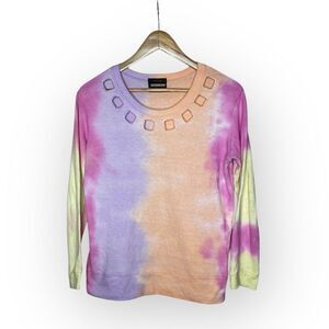 MONROW Colorful Cut Out Neckline Pullover Sweatshirt Size Medium